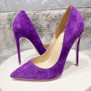 Purple Pink Suede Women High Heels Pointed Toe Slip On Ladies Stiletto Pumps 8 10 12Cm Fashion Wedding Party Dress
