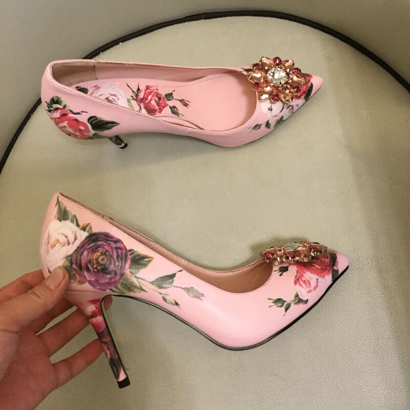Floral Print Pointed Toe High heels | Heels, Fashion heels, Pumps heels