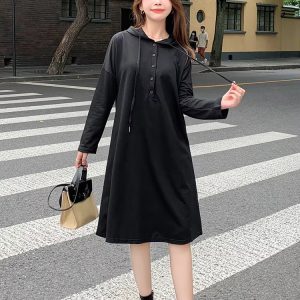 Vintage Vestidos Casual Long Sleeve Knee Length Dress