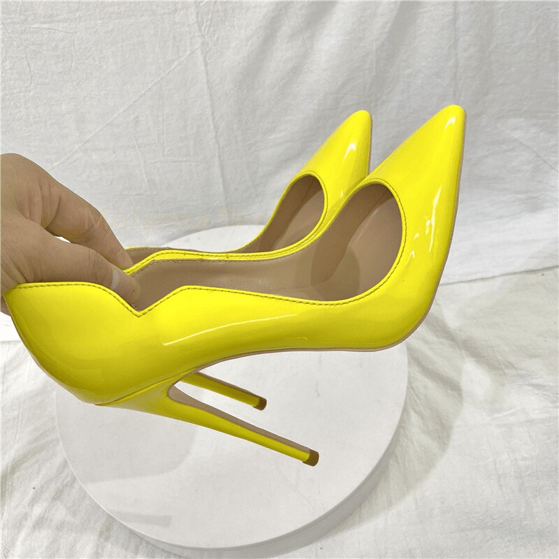 Amazon.com | Schutz Guinewer Suede Pointed Toe High Heel Dress Stiletto Heeled  Pumps Yellow (Yellow, 5.5) | Pumps