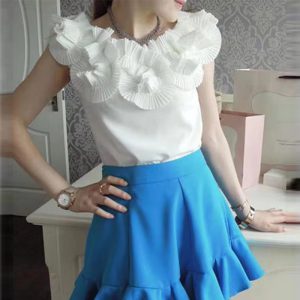 Casual Chiffon Flower Sleeveless Slight Stretch Blouses