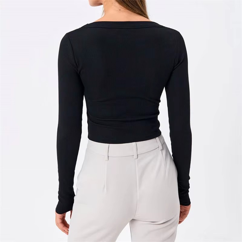 Casual Neck Knitted Stretch Value Skinny Crop T Shirt - Image 13