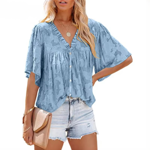 Casual Print Trumpet Lace Chiffon Loose Street Shirt