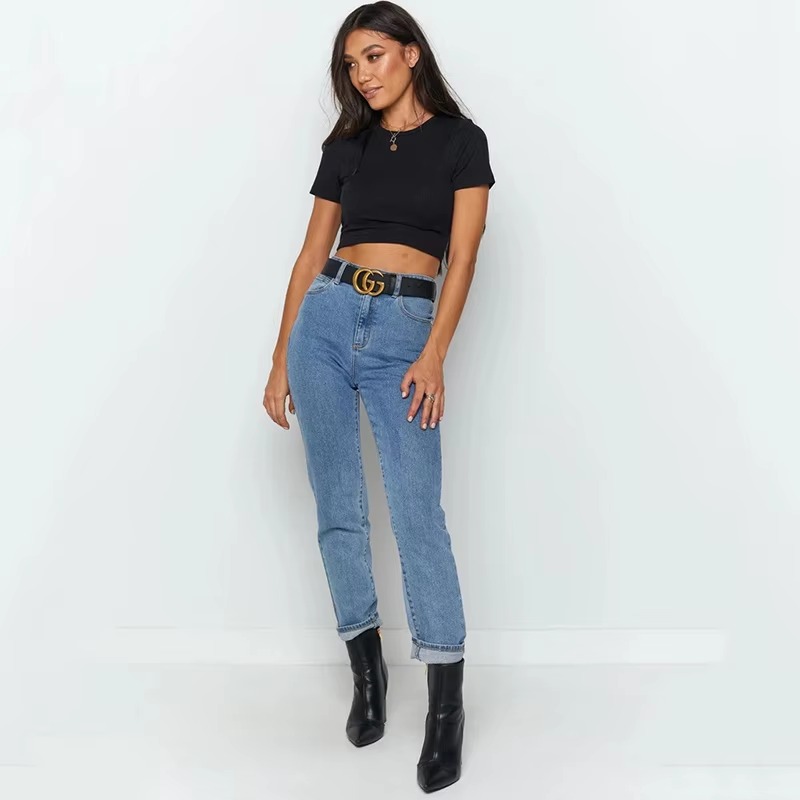 Casual Ribber O-Neck High Stretch Knit Crop Top