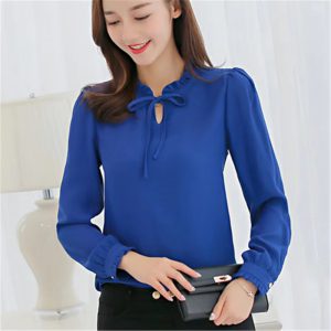 Long Sleeve Streetwear Chiffon Blouse Elegant Blusa Tops