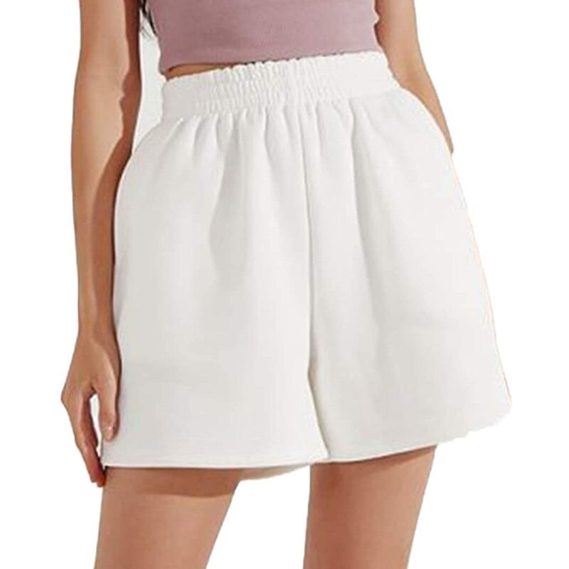 Summer Women Solid Color Shorts, Adults High Waist Casual Style