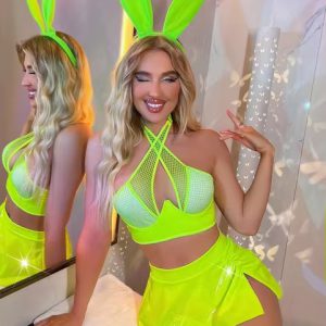 Trendy Halter Neck Backless Rabbit One-Piece Lingerie Set