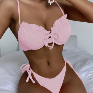 Trendy Polyester Lace See-Through Plush Lingerie Set