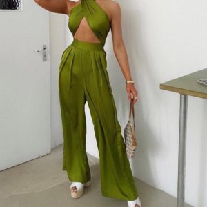 Women Jumpsuit Fashion Satin Loose Summer Special Two-Piece Suit (Multiple Ways To Wear) Sexy Party Suits Set