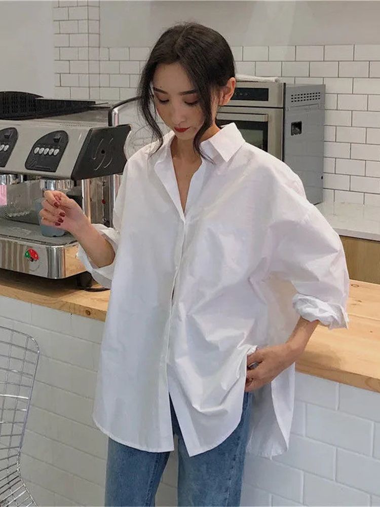 Women Girls Korean StyleT-shirt Long Sleeve Printing Loose Large Size Tops