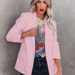 Blazer Jacket For Women Solid Color Lapel Chic Relaxed Street Outerwear