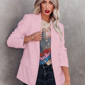 Blazer Jacket Solid Color Lapel Chic Relaxed Street Outerwear