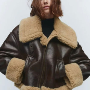 Double Sided Short Jacket Pu Leather Outerwear For Women