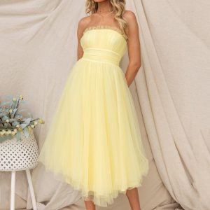 Strapless Pleated Sleeveless Layered Semi Formal Party Dresses