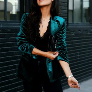 Velour Solid Color Casual Slim Fit Street Outerwear Blazer