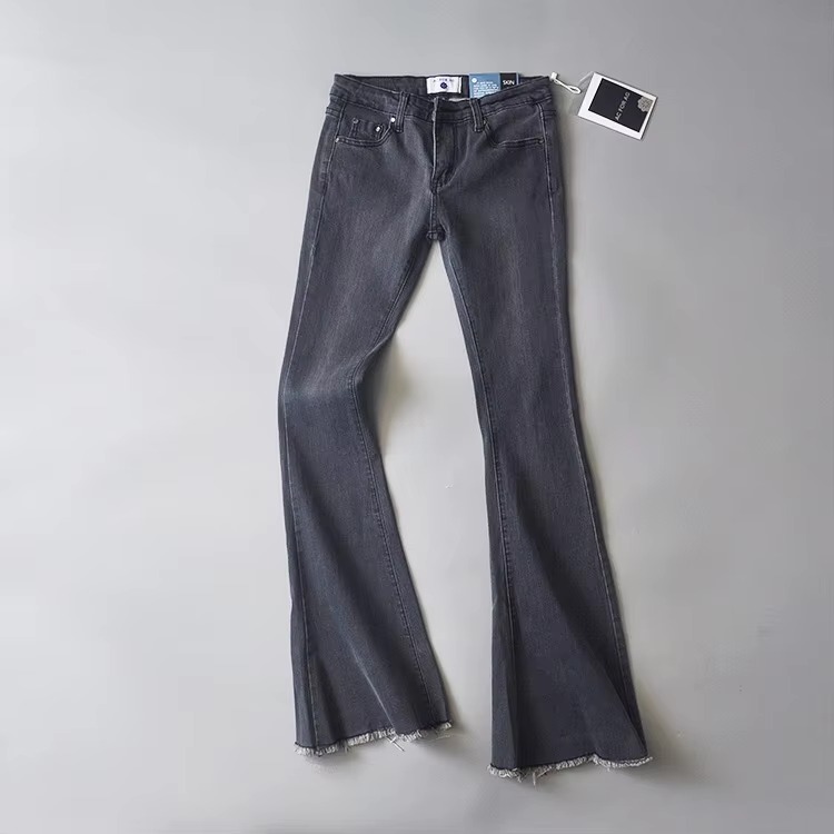Casual Raised Bell Bottoms Zipper Fly Button Pants - Image 12