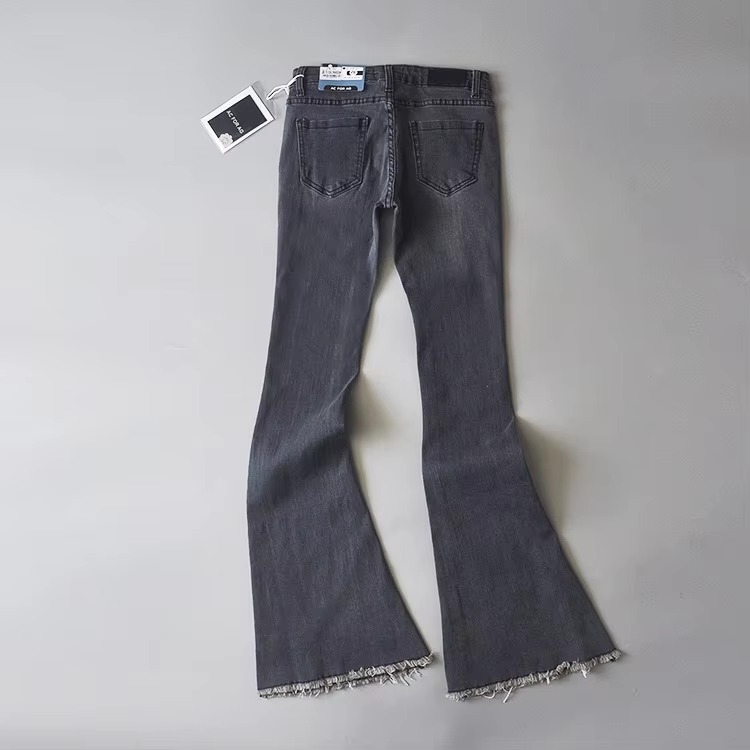 Casual Raised Bell Bottoms Zipper Fly Button Pants - Image 11