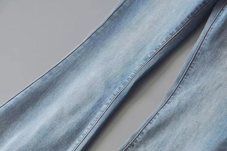 Casual Raised Bell Bottoms Zipper Fly Button Pants - Image 7