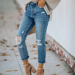 Cowboy High Rise Waist Straight Denim Jeans