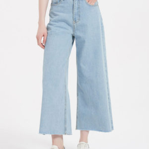 Jeans For Woman Fashion Blue Wide Denim Bottoms