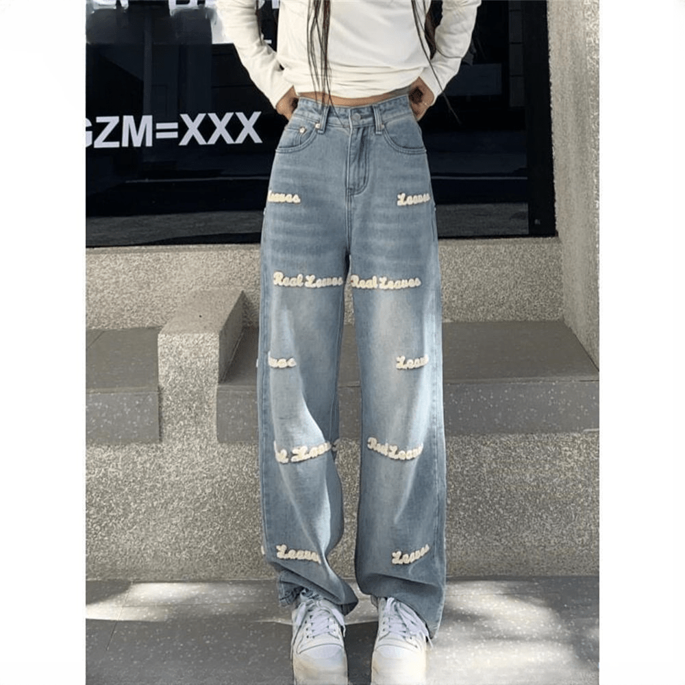 Summer Vintage High Waist Jeans Casual Straight Wide Leg Denim Trousers  Lady Outdoor Slim – TD Mercado