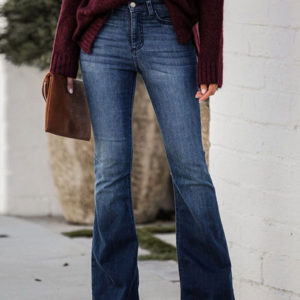 Woman's Bootcut Jeans High Rise Cotton Flare Bottoms