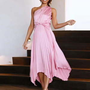 One-Shoulder Maxi Dress Sleeveless Casual Floor Length Dress