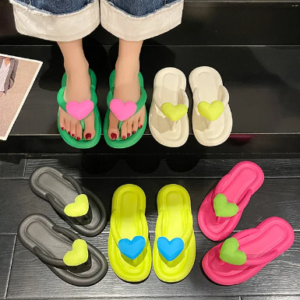 Comfortable Flip Flops Heart Beach Soft Sole Slippers Indoor Paltform EVA Home Wear Shoes