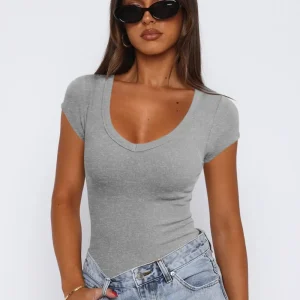 Elegant Club And Party Top Scoop Neck Cap Sleeve T-Shirt
