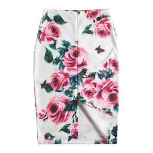 Floral Printed Pencil Long Skirt Office Skirts High Waist Slim Bodycon