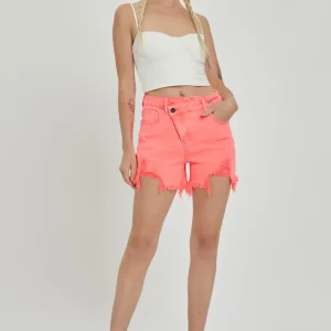 Fashion Short Pant Raw Hem Asymmetrical Waist Denim Shorts