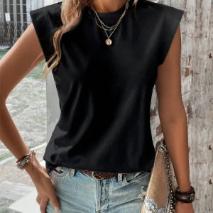 Outdoor Party And club Tops Round Neck Cap Sleeve Blouse Tops
