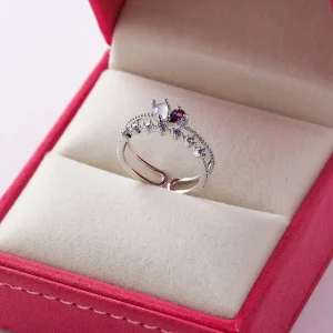 Delicate Zircon Rings Birthday Gift Micro-inlaid Crystal Heart Adjustable