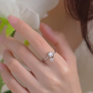 Pearl Flower Zircon Adjustable Party Minimalist Rings