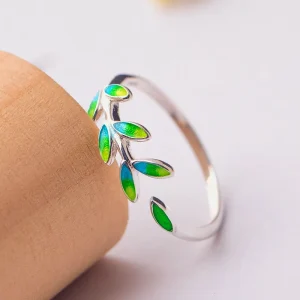 Leaf Shape Adjustable Ring Exquisite Zircon Rings
