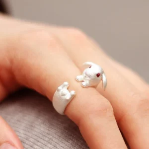 White Little Rabbit Rings Exquisite Lovely Party Opening Finger Ring