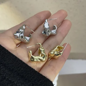 Irregular Pleated Lava Earrings Retro French Earrings