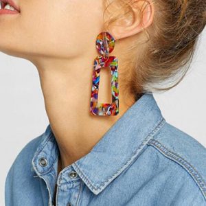Abstract Color Explosion Large Dangling Hollow Earrings