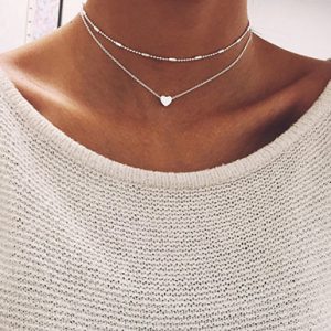 Accent Loose Fit Small Chain Choker Middle Heart Charm