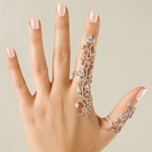 Adjustable Finger and Thumb Crystal Leaf Rings