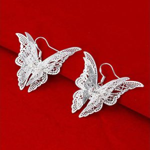 Butterfly Dangle Hook Earrings 925 Sterling Silver