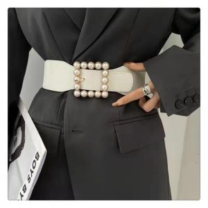 Casual Elastic Wide Waistband Down Jacket Sweater Belt