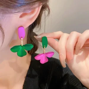 Casual Exaggerated Flower Trend Rose Drop Hanging Sweet Earrings Jewelry
