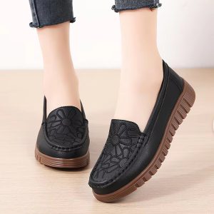 Casual Flower Genuine Leather Flats Platform Loafers Shoes