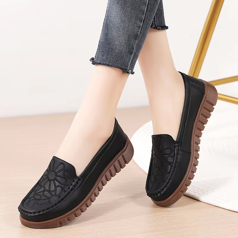 Casual Flower Genuine Leather Flats Platform Loafers Shoes - Image 2