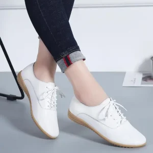 Casual Genuine Leather Loafers Soft Round Toe Flats Shoes