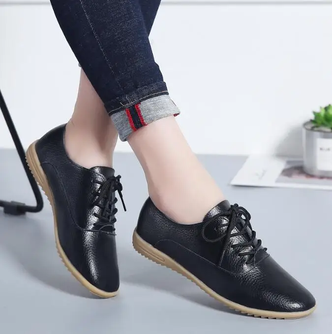 Casual Genuine Leather Loafers Soft Round Toe Flats Shoes - Image 4