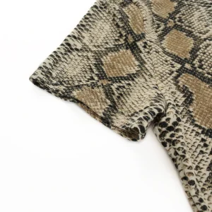 Casual High Collar Snake Print Medium Stretch Crop Top6