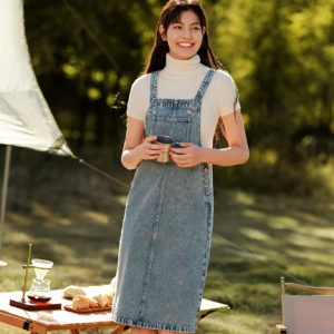 Casual Old Retro Street Trend Salt Style Slit Knee-Length Rompers