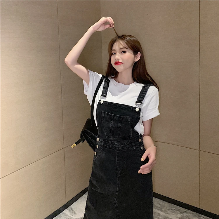 Casual Pencil Slash Neck Non Stretch Adjustable Strap Jean Rompers - Image 4